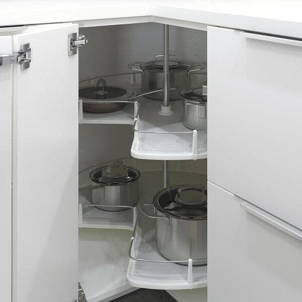 Ikea METOD - Corner base cabinet with carousel, white/Voxtorp high-gloss/white, 88x88 cm