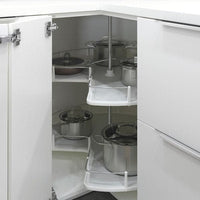 METOD - Corner base cabinet with carousel, white/Voxtorp high-gloss/white, 88x88 cm - best price from Maltashopper.com 39411393
