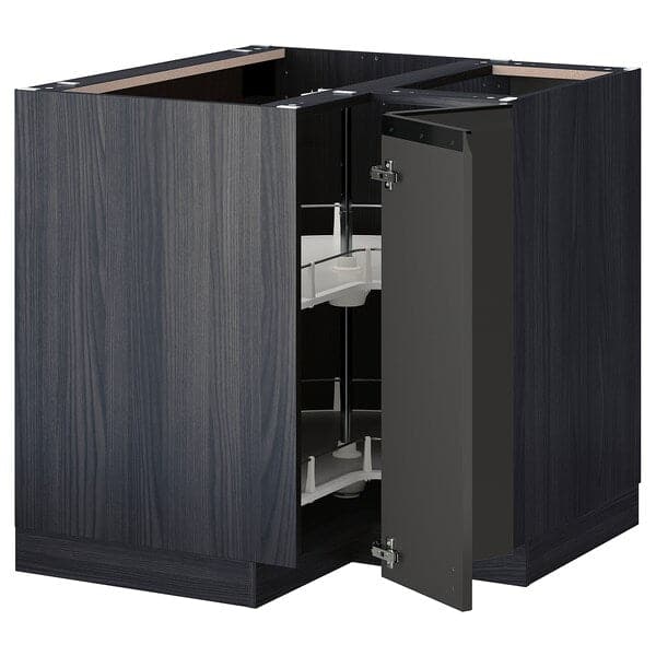 Ikea METOD - Corner base cabinet with carousel, black/Upplöv matt anthracite, 88x88 cm