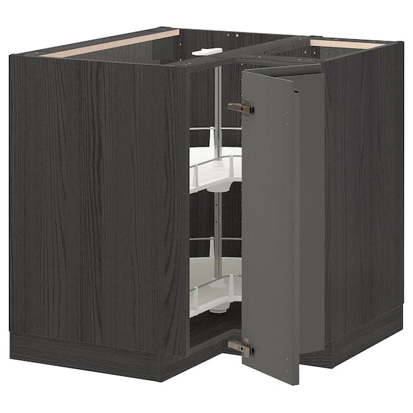 Ikea METOD - Corner base cabinet with carousel, black/Voxtorp dark grey, 88x88 cm