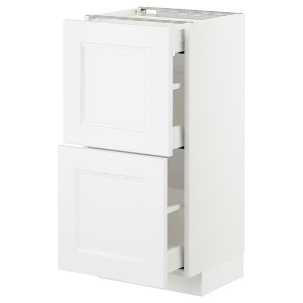 METOD - Base cab with 2 fronts/3 drawers, white/Axstad matt white, 40x37 cm