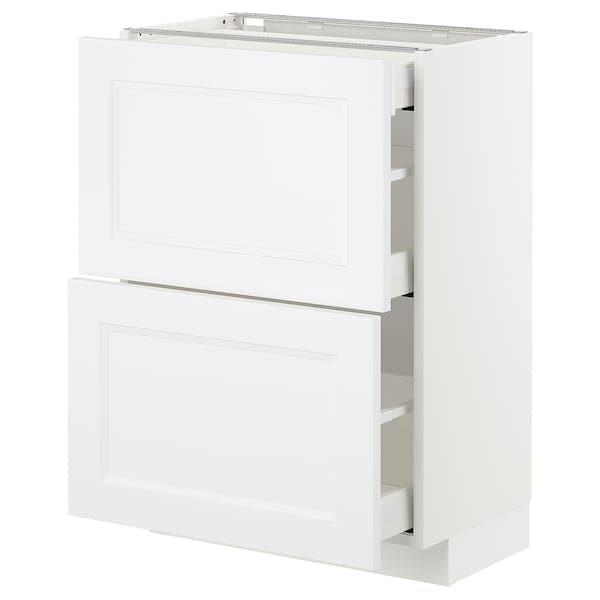 METOD - Base cab with 2 fronts/3 drawers, white/Axstad matt white, 60x37 cm - best price from Maltashopper.com 09288648