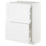 METOD base cab with 2 fronts/3 drawers, white/Axstad matt white, 60x37 cm