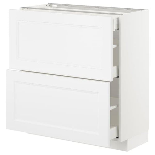 METOD - Base cab with 2 fronts/3 drawers, white/Axstad matt white, 80x37 cm