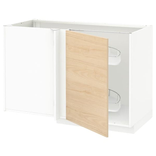 Ikea METOD - Corner base cab w pull-out fitting, white/Askersund light ash effect, 128x68 cm