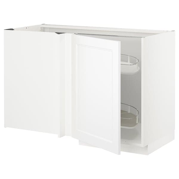 METOD - Corner base cab w pull-out fitting, white/Axstad matt white, 128x68 cm