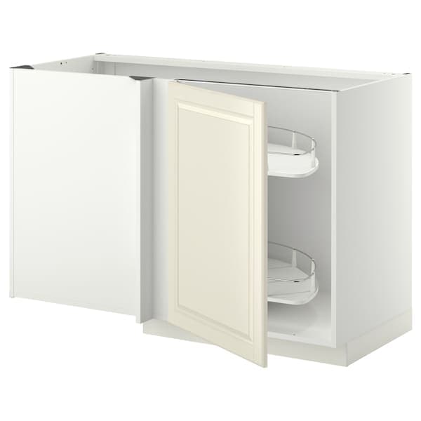 METOD - Corner base cab w pull-out fitting, white/Bodbyn off-white, 128x68 cm - best price from Maltashopper.com 39469176