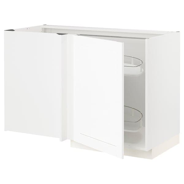 Ikea METOD - Corner base cab w pull-out fitting, white Enköping/white wood effect, 128x68 cm