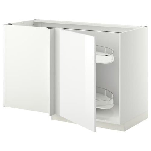 METOD - Corner base cab w pull-out fitting, white/Ringhult white, 128x68 cm