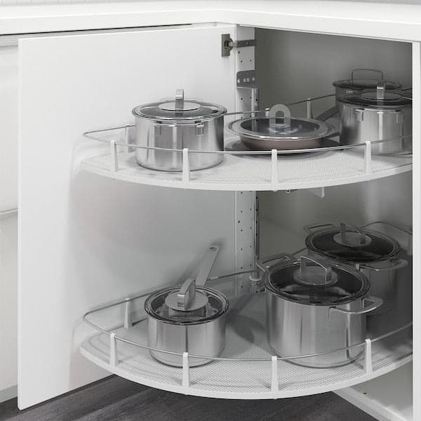Ikea METOD - Corner base cab w pull-out fitting, white/Ringhult light grey, 128x68 cm