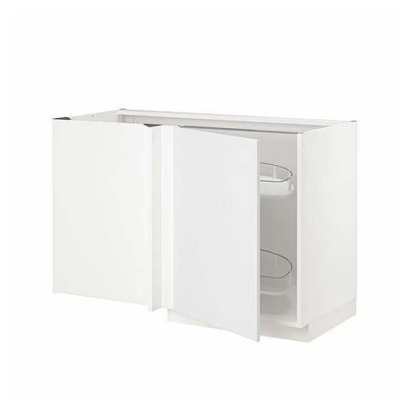 METOD - Corner base cab w pull-out fitting, white/Stensund white, 128x68 cm - best price from Maltashopper.com 49456545