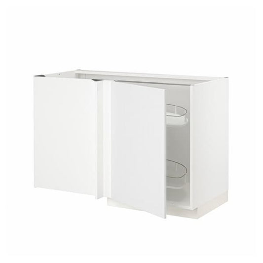 METOD - Corner base cab w pull-out fitting, white/Stensund white, 128x68 cm - best price from Maltashopper.com 49456545