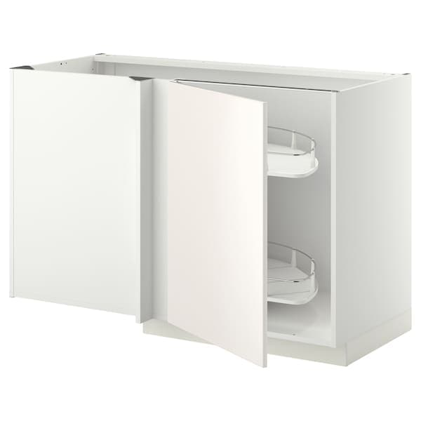 METOD - Corner base cab w pull-out fitting, white/Veddinge white, 128x68 cm - best price from Maltashopper.com 39465475