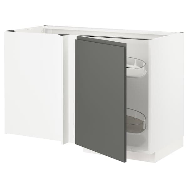 Ikea METOD - Corner base cab w pull-out fitting, white/Voxtorp dark grey, 128x68 cm