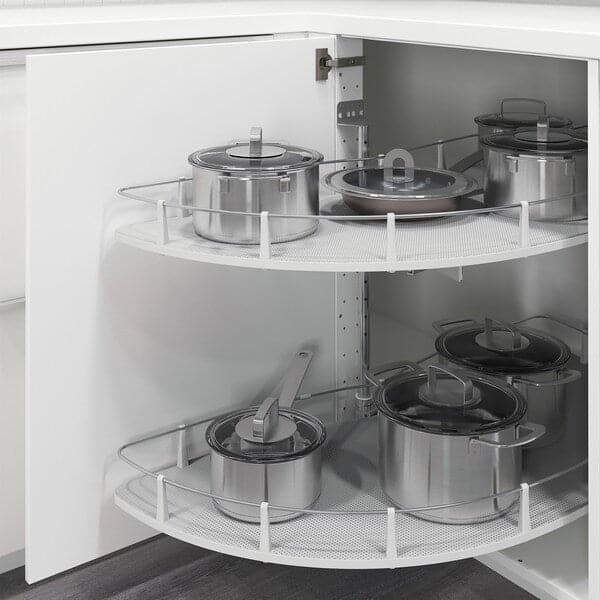 METOD - Corner base cab w pull-out fitting, white/Voxtorp dark grey, 128x68 cm - best price from Maltashopper.com 79455498