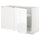 METOD corner base cab w pull-out fitting, white/Voxtorp high-gloss/white, 128x68 cm