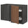 METOD - METOD Corner base cab w pull-out fitting, black Enköping/brown walnut effect, 128x68 cm