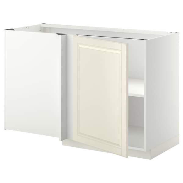 METOD - Corner base cabinet with shelf, white/Bodbyn off-white, 128x68 cm - best price from Maltashopper.com 49454457