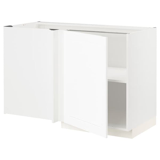 Ikea METOD - Corner base cabinet with shelf, white Enköping/white wood effect, 128x68 cm