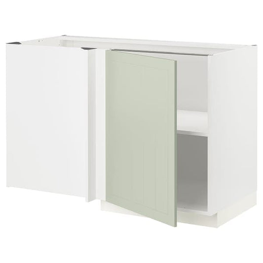 Ikea METOD - Corner base cabinet with shelf, white/Stensund light green, 128x68 cm
