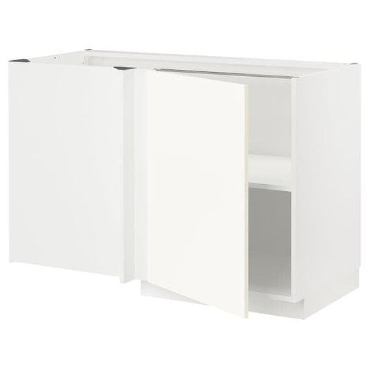 Ikea METOD - Corner base cabinet with shelf, white/Vallstena white, 128x68 cm