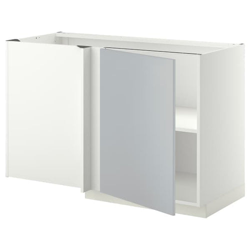 METOD - Corner base cabinet with shelf, white/Veddinge grey, 128x68 cm
