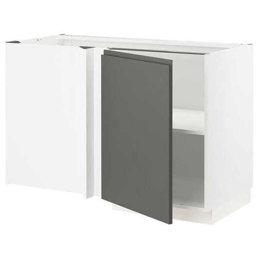 Ikea METOD - Corner base cabinet with shelf, white/Voxtorp dark grey, 128x68 cm