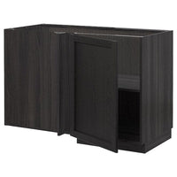 METOD - Corner base cabinet with shelf, black/Lerhyttan black stained, 128x68 cm - best price from Maltashopper.com 19455203