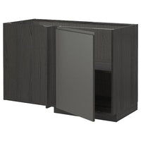 METOD - Corner base cabinet with shelf, black/Voxtorp dark grey, 128x68 cm - best price from Maltashopper.com 79458246