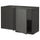 METOD - METOD Corner base cabinet with shelf, black/Voxtorp dark grey, 128x68 cm