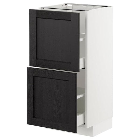 Ikea METOD - Base cabinet with 2 drawers, white/Lerhyttan black stained