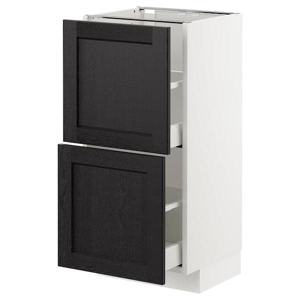 METOD - Base cabinet with 2 drawers, white/Lerhyttan black stained