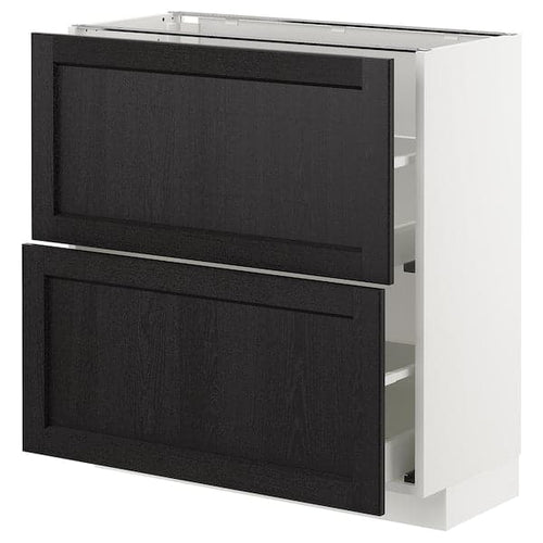 METOD - Base cabinet with 2 drawers, white/Lerhyttan black stained