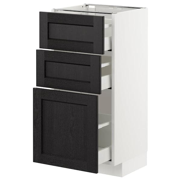 Ikea METOD - Base cabinet with 3 drawers, white/Lerhyttan black stained, 40x37 cm