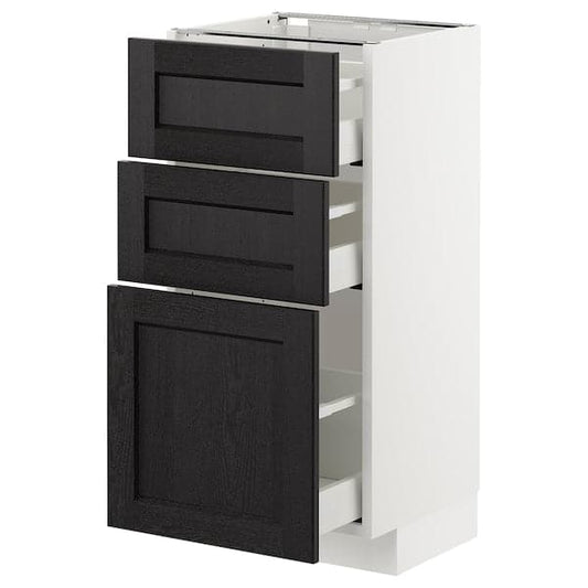 Ikea METOD - Base cabinet with 3 drawers, white/Lerhyttan black stained, 40x37 cm