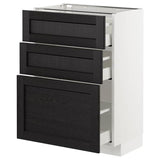 METOD base cabinet with 3 drawers, white/Lerhyttan black stained, 60x37 cm