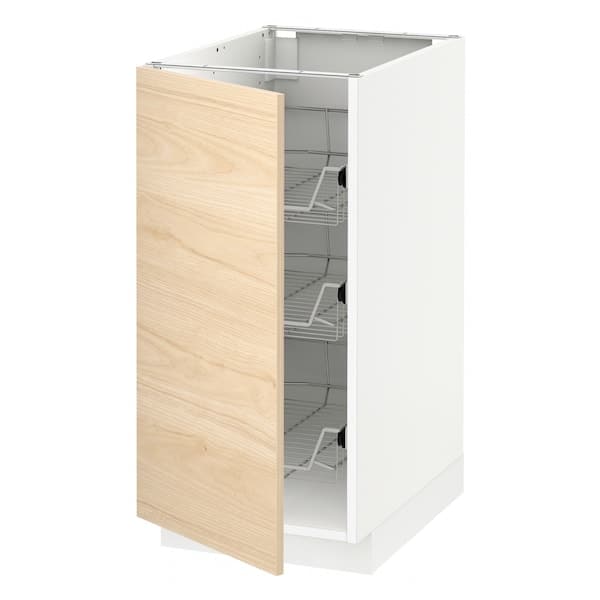 METOD - Base cabinet with wire baskets, white/Askersund light ash effect, 40x60 cm - best price from Maltashopper.com 79457162