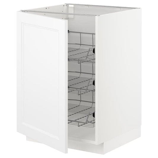 METOD - Base cabinet with wire baskets, white/Axstad matt white, 60x60 cm - best price from Maltashopper.com 09467975