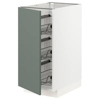 METOD - Base cabinet with wire baskets, white/Bodarp grey-green, 40x60 cm - best price from Maltashopper.com 49457875