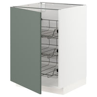 METOD - Base cabinet with wire baskets, white/Bodarp grey-green, 60x60 cm - best price from Maltashopper.com 99464519