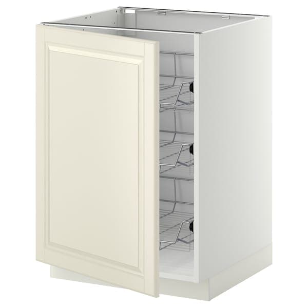 Ikea METOD - Base cabinet with wire baskets, white/Bodbyn off-white , 60x60 cm