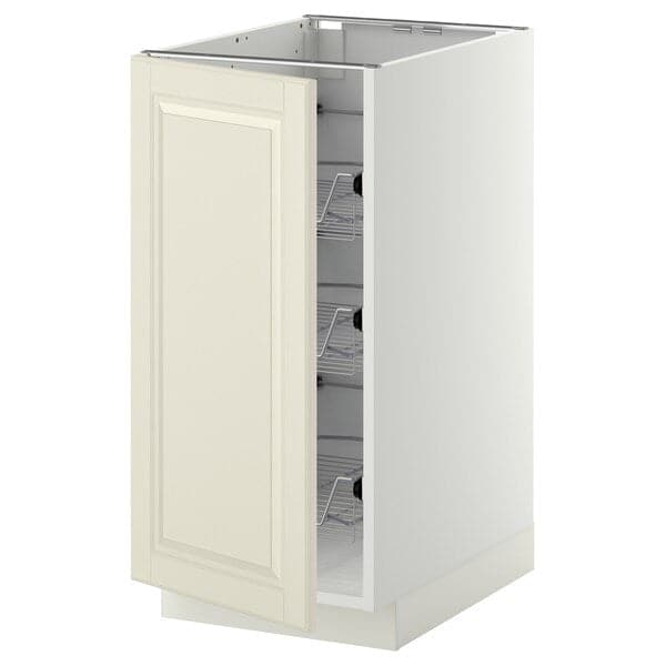 Ikea METOD - Base cabinet with wire baskets, white/Bodbyn off-white, 40x60 cm