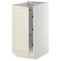 METOD base cabinet with wire baskets, white/Bodbyn off-white, 40x60 cm