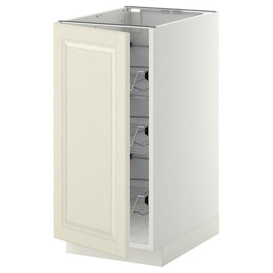 Ikea METOD - Base cabinet with wire baskets, white/Bodbyn off-white, 40x60 cm