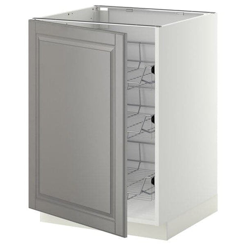 METOD - Base cabinet with wire baskets, white/Bodbyn grey, 60x60 cm