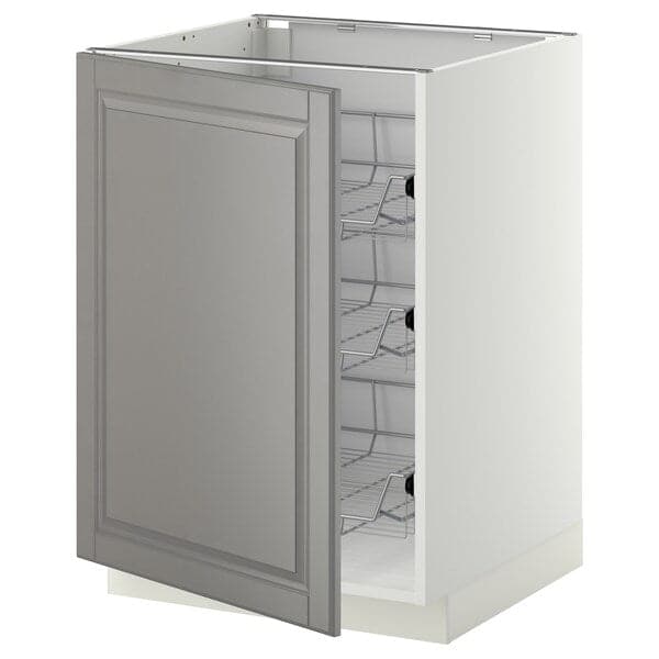 METOD - METOD Base cabinet with wire baskets, white/Bodbyn grey, 60x60 cm