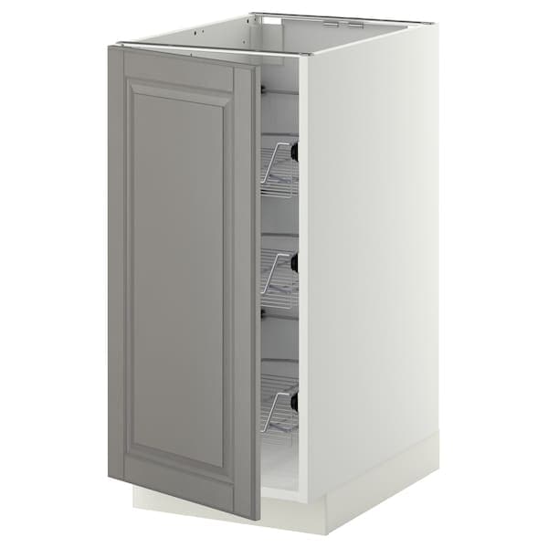 Ikea METOD - Base cabinet with wire baskets, white/Bodbyn grey, 40x60 cm