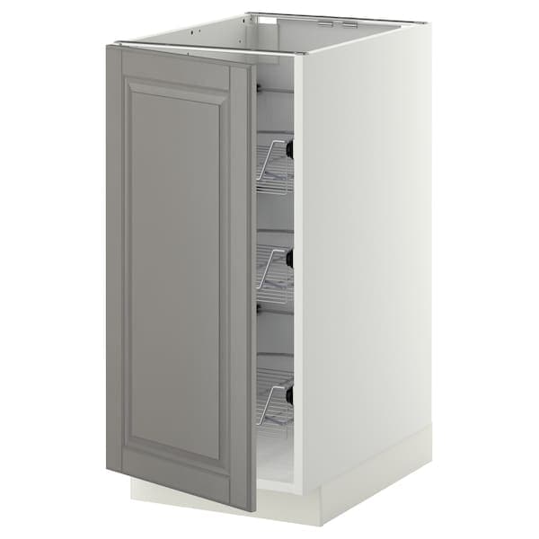 METOD - Base cabinet with wire baskets, white/Bodbyn grey, 40x60 cm - best price from Maltashopper.com 89466137