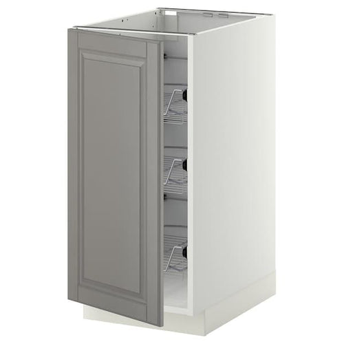 METOD - Base cabinet with wire baskets, white/Bodbyn grey, 40x60 cm