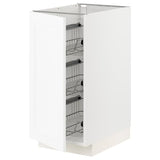 METOD base cabinet with wire baskets, white Enköping/white wood effect, 40x60 cm